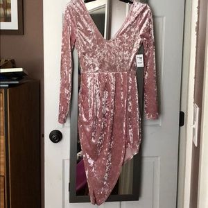 Crushed Velvet Asymmetrical Dress